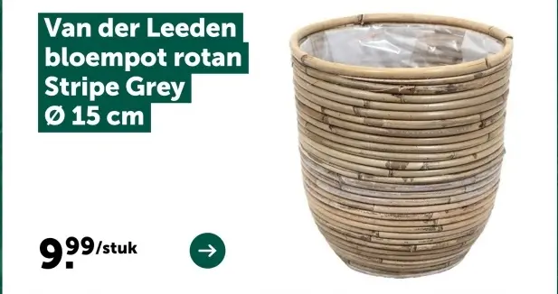Promotie: bloempot rotan Stripe Grey