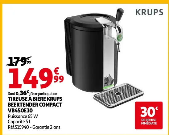 Offre: Tireuse à bière KRUPS beertender compact 