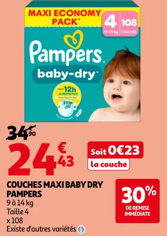 Promotie: Couches maxi baby dry