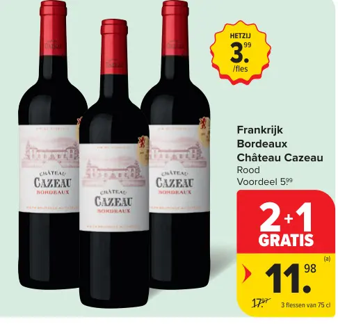 Promotie: Bordeaux Château Cazeau Rood