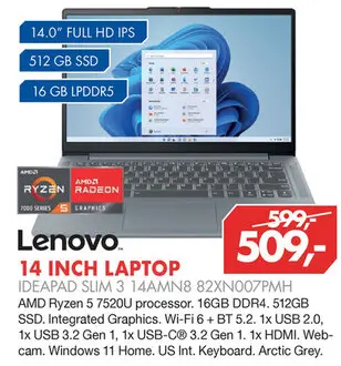 Aanbieding: Lenovo 14 INCH LAPTOP IDEAPAD SLIM 3 14AMN8 8