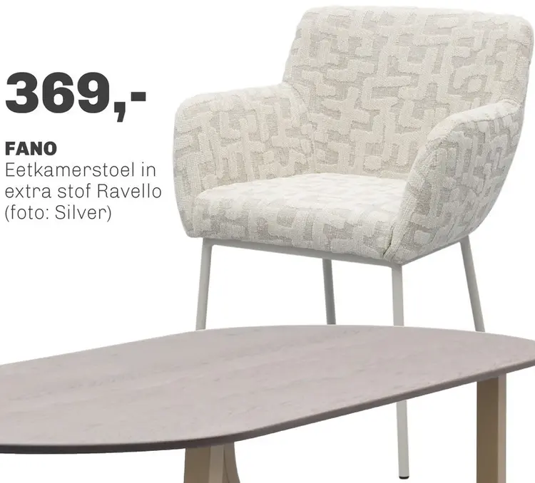 Aanbieding: Fano Eetkamerstoel in extra stof Ravello