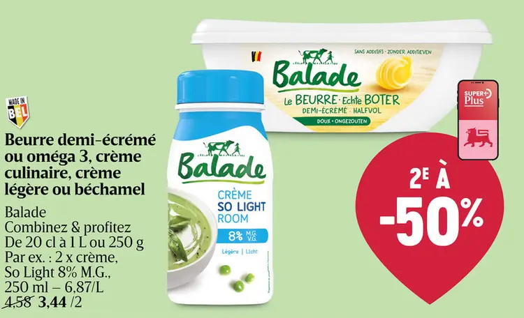 Offre: Beurre demi-écrémé ou oméga 3, crème culinair
