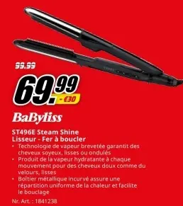 Offre: ST496E Steam Shine Lisseur - Fer à boucler