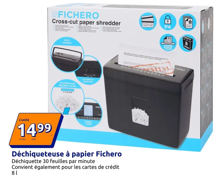 Offre: Déchiqueteuse à papier Fichero