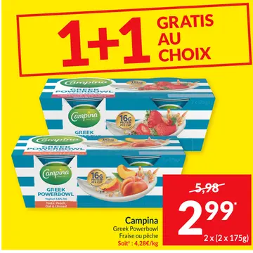Offre: Greek Powerbowl Fraise ou pêche