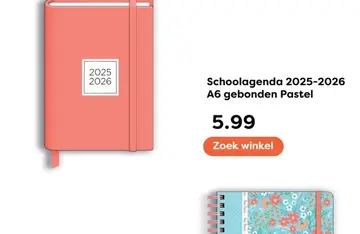 Aanbieding: Schoolagenda 2025-2026 A6 gebonden Pastel