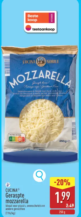 Promotie: Geraspte mozzarella