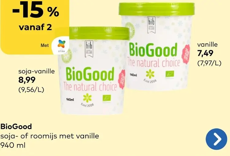 Promotie: Soja- of roomijs met vanille