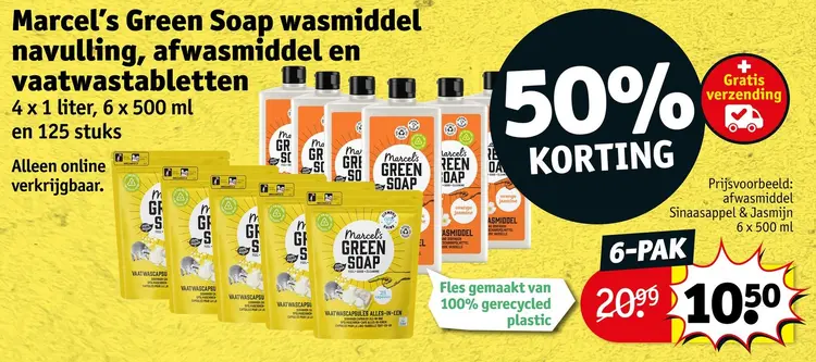 Aanbieding: Wasmiddel navulling, afwasmiddel en vaatwastabletten