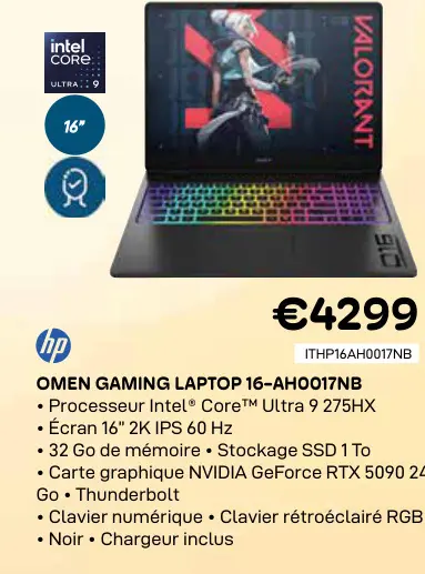 Offre: Omen gaming laptop 16-ah0017nb