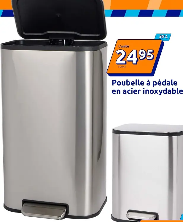 Offre: Poubelle à pédale en acier inoxydable