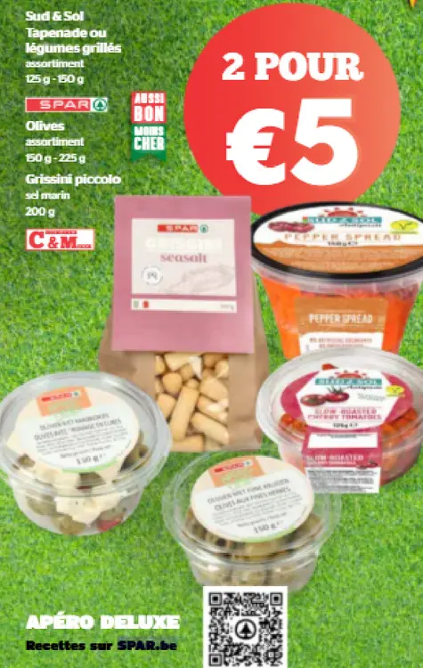 Offre: Sud & Sol Tapenade ou légumes grillés, Olives, grissini piccolo