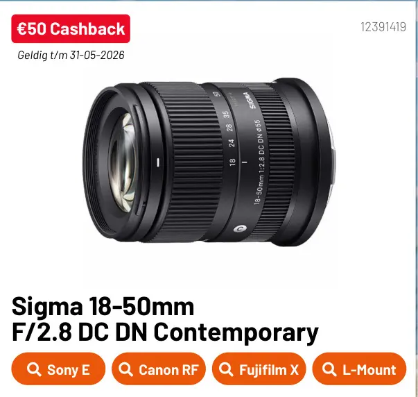 Aanbieding: Sigma 18-50mm F/2.8 DC DN Contemporary