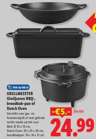 Aanbieding: Gietijzeren BBQ-, broodbak-pan of Dutch Oven