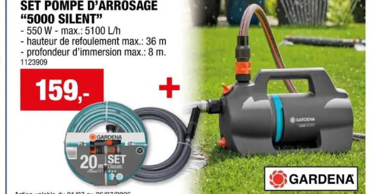 Offre: Set pompe d'arrosage "5000 silent"