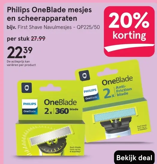 Aanbieding: Philips OneBlade mesjes en scheerapparaten
