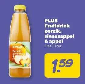 Aanbieding: Fruitdrink perzik, sinaasappel & appel