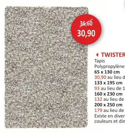 Offre: TWISTER Tapis Polypropylène