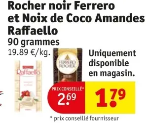 Offre: Rocher noir Ferrero et Noix de Coco Amandes R