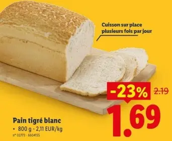 Offre: Pain tigré blanc