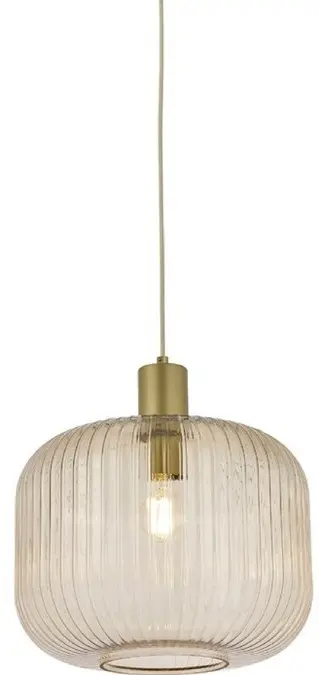 Aanbieding: Hanglamp Amber Geribbeld Glas