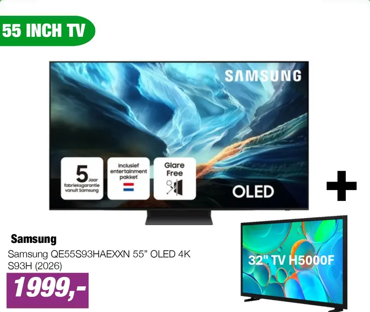 Aanbieding: Samsung QE55S93HAEXXN 55” OLED 4K S93H (2026)