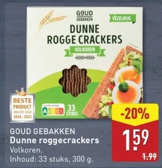 Aanbieding: Dunne roggecrackers Volkoren