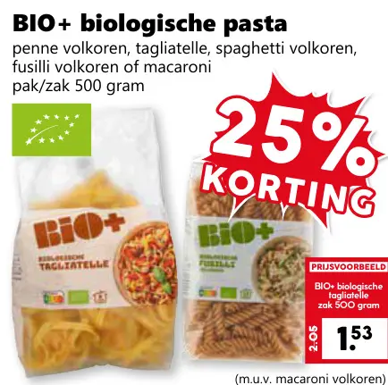 Aanbieding: biologische pasta