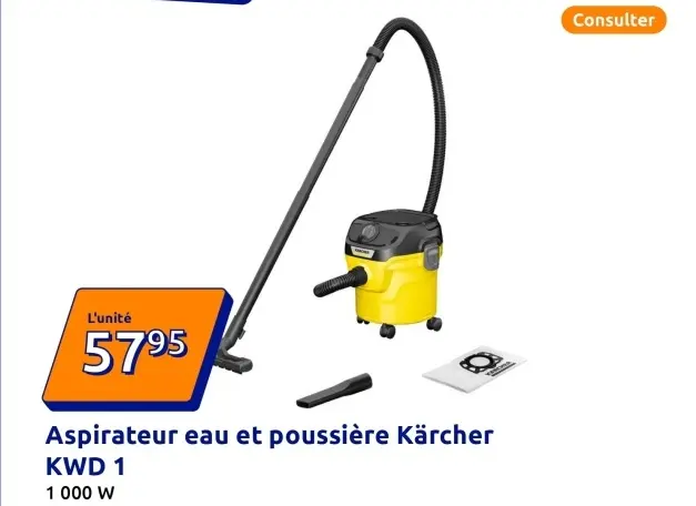 Offre: Aspirateur eau et poussière Kärcher KWD 1