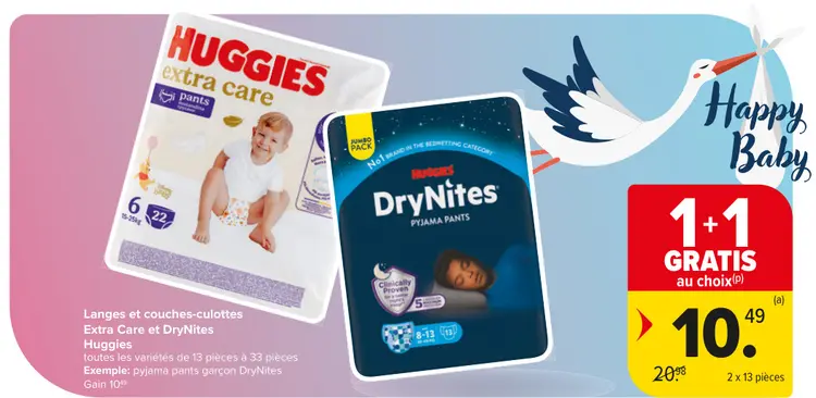 Offre: Langes et couches-culottes Extra Care et DryNight