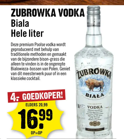 Aanbieding: Zubrowka Biala Vodka 100 cl