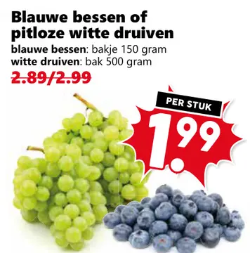 Aanbieding: Blauwe bessen of pitloze witte druiven