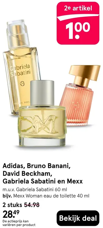 Aanbieding: Adidas, Bruno Banani, David Beckham, Gabriela Sabatini en Mexx
