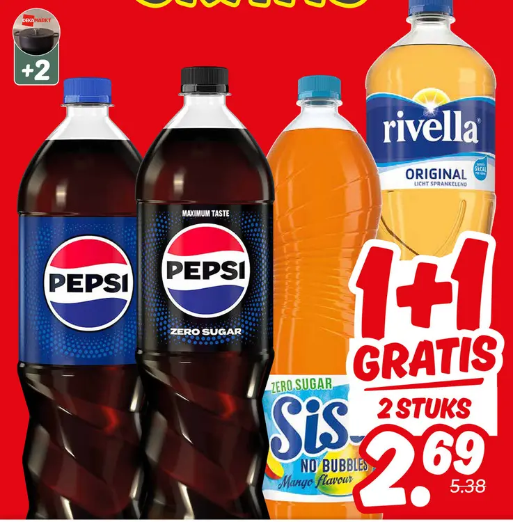 Aanbieding: Pepsi, Rivella, Sis soft drinks