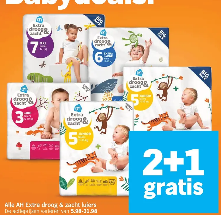 Aanbieding: AH Extra droog & zacht luiers