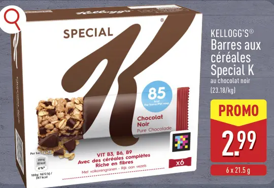 Offre: Barres aux céréales Special K au chocolat noir