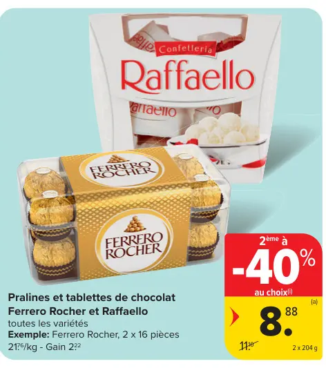 Offre: Pralines et tablettes de chocolat
