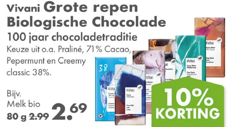 Aanbieding: Vivani Grote repen Biologische Chocolade