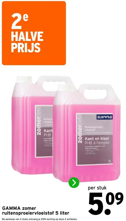 Aanbieding: Zomer ruitensproeiervloeistof 5 liter