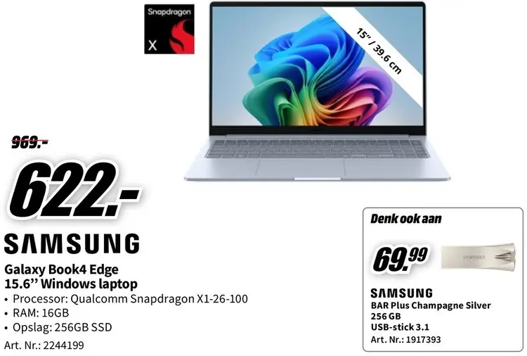 Promotie: Galaxy Book4 Edge 15.6" Windows laptop