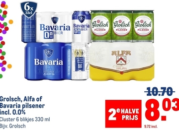 Aanbieding: Grolsch, Alfa of Bavaria pilsener