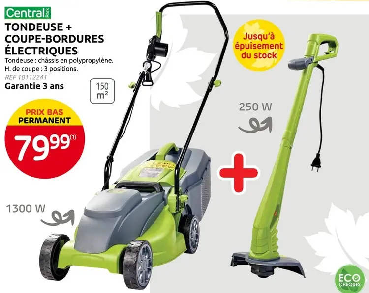 Offre: Tondeuse + coupe-bordures électriques