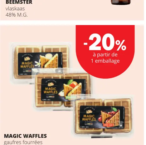 Offre: Gaufres fourrées aux pommes, aux cerises ou à la vanille