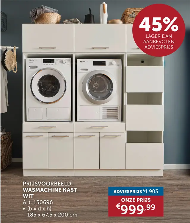 Aanbieding: Wasmachine Kasten Decowash - Set 13 - Wit - 67,5x185x200cm