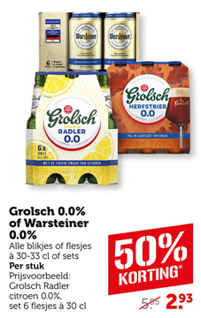 Aanbieding: Grolsch 0.0% of Warsteiner 0.0%