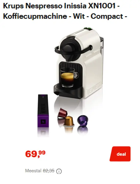 Aanbieding: Krups Nespresso Inissia XN1001 - Koffiecupmachine