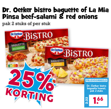 Aanbieding: Dr. Oetker bistro baguette of La Mia Pinsa beef-salami & red onions