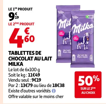 Promotie: Tablettes de chocolat au lait