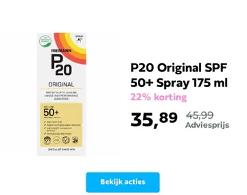 Aanbieding: P20 Original SPF 50+ Spray
